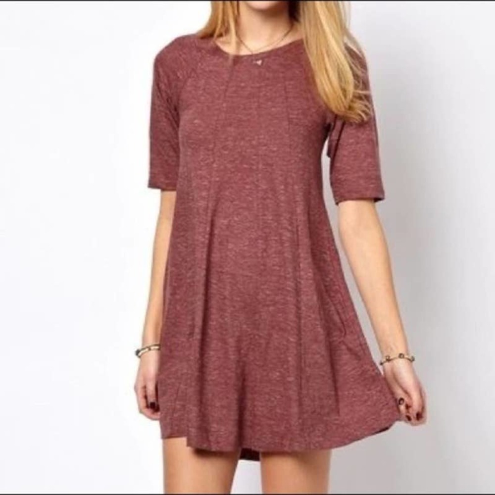 Anthropologie Ganni Jersey Heather Coral Swing Dress Large Mini